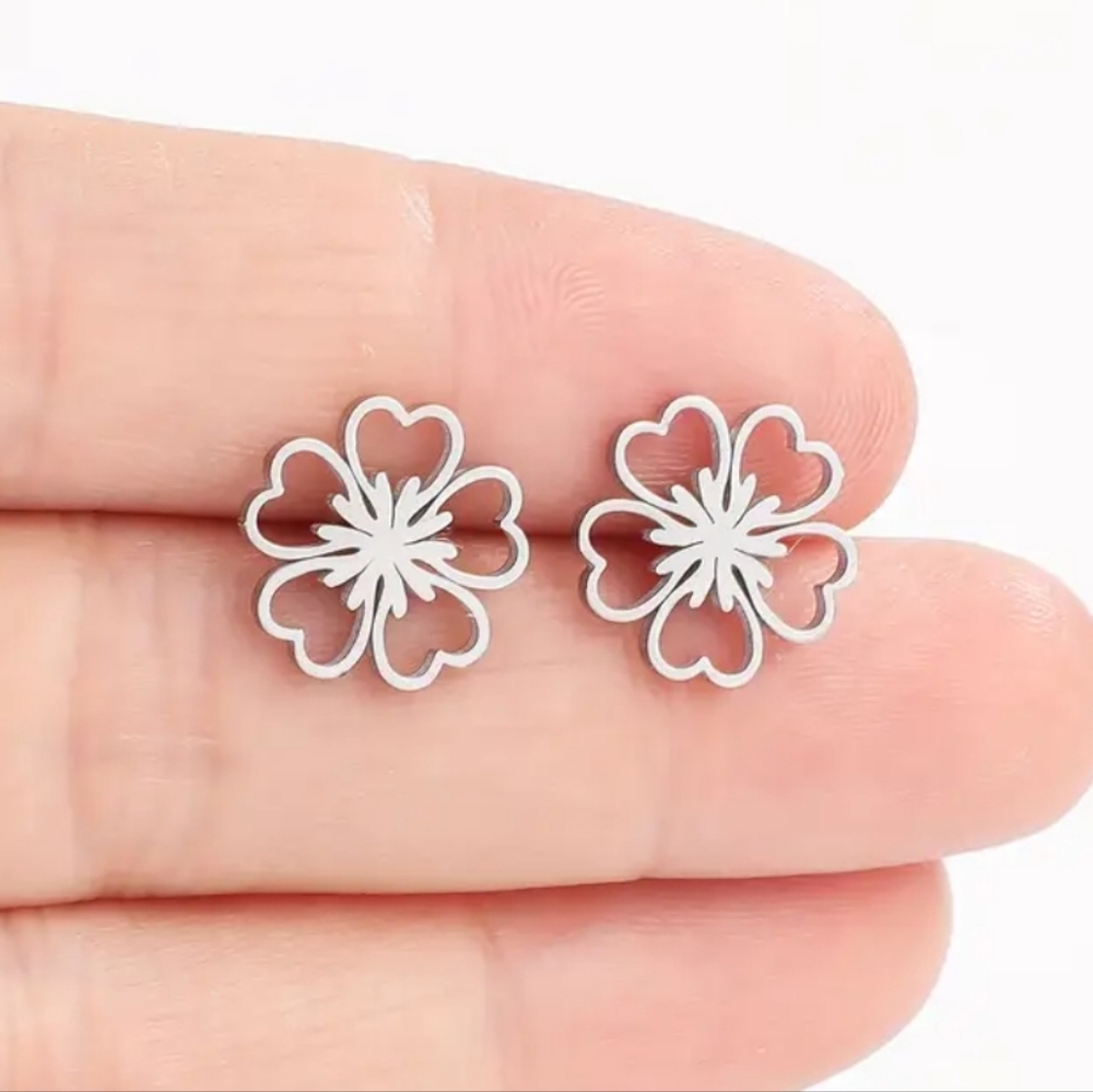 4 for $24 | Flower Stainless Steel Stud Earrings
